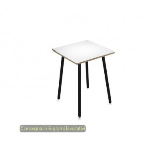 Tavolo alto Skinny Metal 80x80xH.105 cm gambe metallo nere Artexport piano bianco - 6401-DJC-3C-AQ