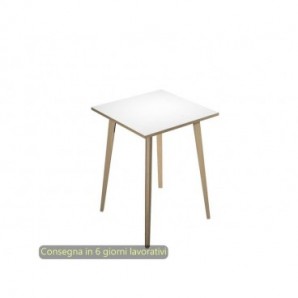 Tavolo alto Woody 80x80xH.105 cm con gambe rovere Artexport piano bianco 6401-DKC-3C-AQ
