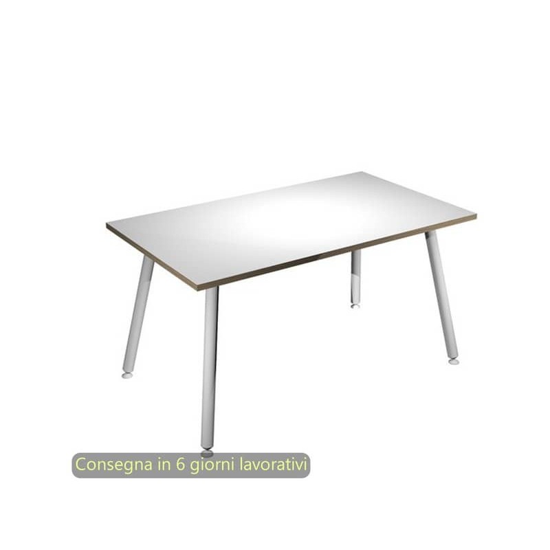 Scrivania piano bianco 140x80xH.74,4 cm gamba metallo tubolare bianca linea Skinny Metal Artexport - 6402-DJA-3C-AN