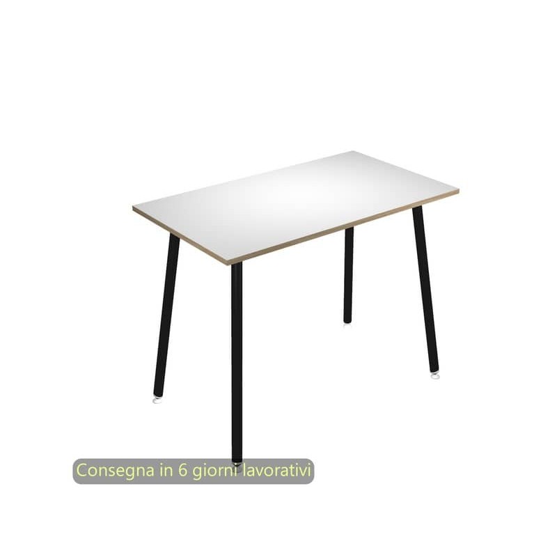 Tavolo alto Skinny Metal 140x80xH.105 cm con gambe metalliche nere Artexport piano bianco - 6402-DJC-3C-AQ