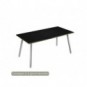 Scrivania piano nero venato frassino 160x80xH.74,4 cm gamba metallo tubolare bianca Skinny Metal - 6403-DJA-8C-AN