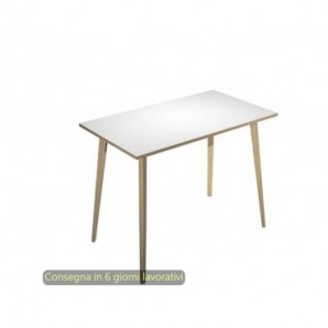 Tavolo alto Woody 120x80xH.105 cm con gambe rovere Artexport piano bianco 6404-DKC-3C-AQ