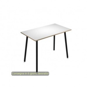 Tavolo alto Skinny Metal 180x80xH.105 cm con gambe metalliche nere Artexport piano bianco - 6405-DJC-3C-AQ