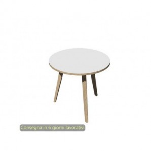Tavolo riunione rotondo Woody Ã¸80xH.74,4 cm con 3 gambe rovere Artexport piano bianco - 6408-DKA-3C-AQ