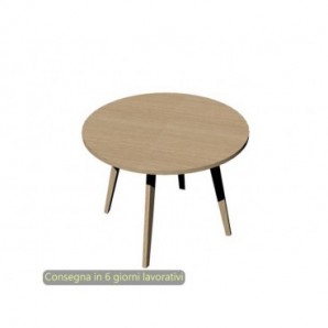 Tavolo riunione rotondo basso Woody Ã¸100xH.74,4 cm con 3 gambe rovere Artexport piano rovere - 6410-DKA-C-AQ