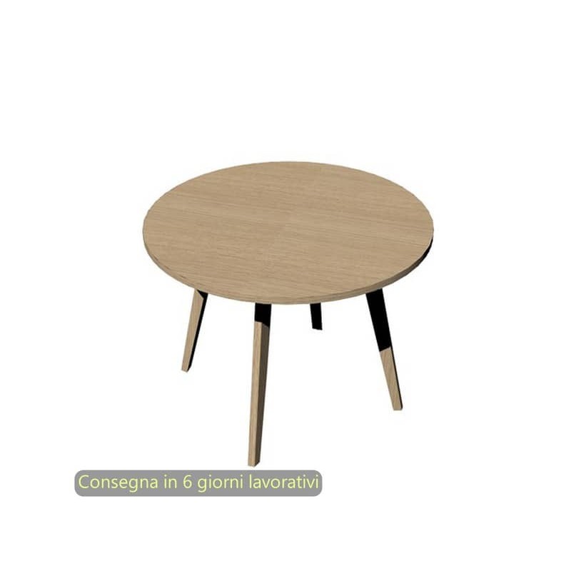 Tavolo riunione rotondo basso Woody Ã¸100xH.74,4 cm con 3 gambe rovere Artexport piano rovere - 6410-DKA-C-AQ