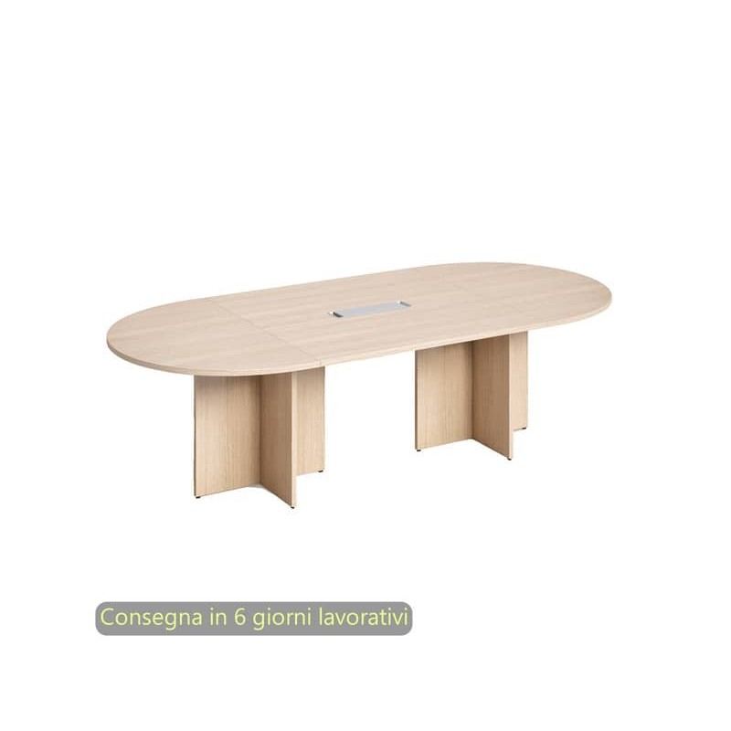 Tavolo riunione ovale Flex con gambe a croce 140x120xH.73 cm Artexport rovere PLDL+PRPC/C