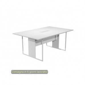 Tavolo riunioni con top access bianco 180x110xH.74,4 cm strut. metallo bianco Blade Artexport piano bianco