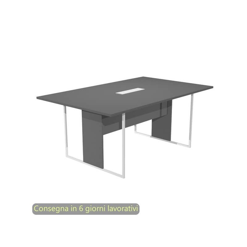 Tavolo riunioni con top access bianco 180x110xH.74,4 cm strut. metallo bianco Blade Artexport piano antracite