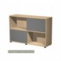 Libreria bassa 120x35xH.79 cm con 2 ante scorrevoli struttura rovere Blade Artexport ante antracite - 17066/CT