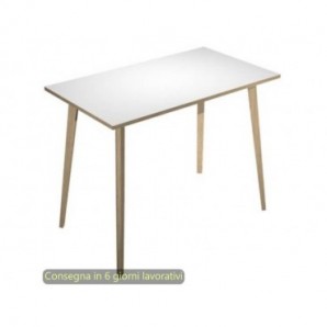 Tavolo alto Woody 140x80xH.105 cm con gambe rovere Artexport piano bianco 6402-DKC-3C-AQ