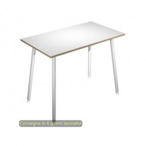 Tavolo alto Skinny Metal 80x80xH.105 cm con gambe met. bianche Artexport piano bianco - 6401-DJC-3C-AN