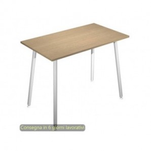 Tavolo alto Skinny Metal 180x80xH.105 cm con gambe met. bianche Artexport piano rovere - 6405-DJC-C-AN