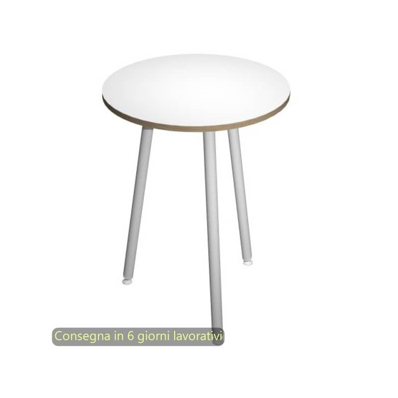 Tavolo rotondo Skinny Metal Ã¸80xH.74,4 cm con gambe met. bianche Artexport piano bianco - 6408-DJD-3C-AN