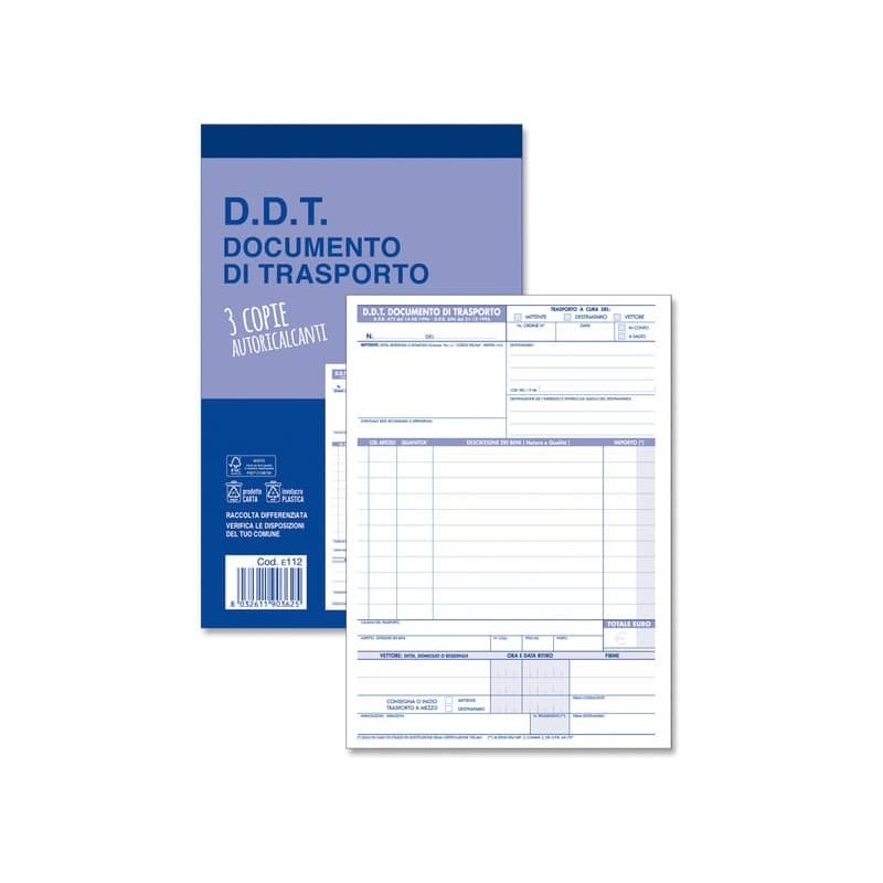 Blocco DDT mittente - destinatario - vettore 50x3 copie - 14x21 cm 0112N