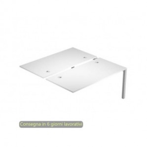 Modulo aggiuntivo bench doppio 180x168xH.72,5 cm gambe met. grigio alluminio Bridge Artexport piano bianco