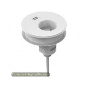 Slot passaspina diametro 80 mm, presa shuko + slot con USB Bridge Artexport bianco - 3-DEAA0001-EA