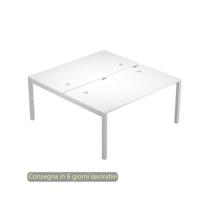 Scrivania Bench doppia piano bianco 140x168xH.72,5 cm gamba a ponte metallo bianco Bridge Artexport - BENCH14/3-AM