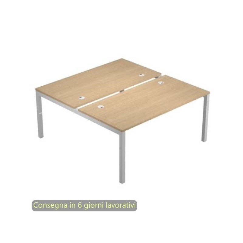 Scrivania Bench doppia piano rovere 140x168xH.72,5 cm gamba a ponte metallo grigio Bridge Artexport - BENCH14/C-AA