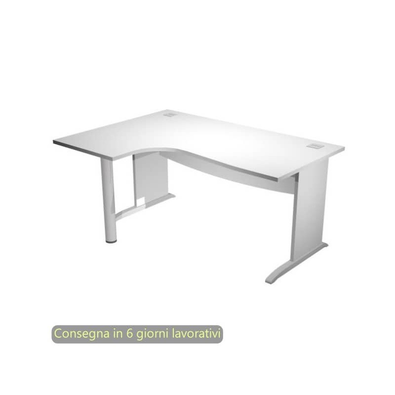 Scrivania penisola sinistra piano bianco 160x120/80/60xH.73 cm gamba ad L in melaminico Compact Flex - JPL/CP16SX/3