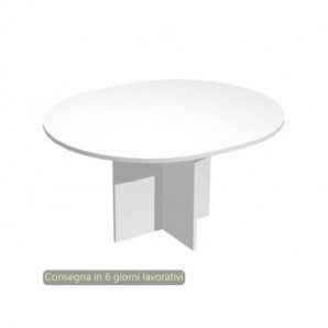 Tavolo riunione ovale gambe a croce 140x120xH.73 cm Flex Artexport piano bianco - PLDL+PRPC/3