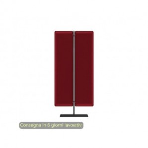 Piantana mobile in metallo nero con 2 pannelli fonoassorbenti rossi Moody Artexport 83,8xH.140 cm BSJ12-IC+BSAM-AQ