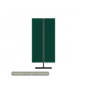 Piantana mobile in metallo nero con 2 pannelli fonoassorbenti verde bosco Moody Artexport 83,8xH.140 cm