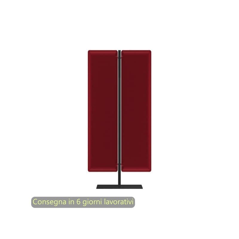 Piantana mobile in metallo nero con 2 pannelli fonoassorbenti rossi Moody Artexport 83,8xH.160 cm BSJ14-IC+BSAM-AQ