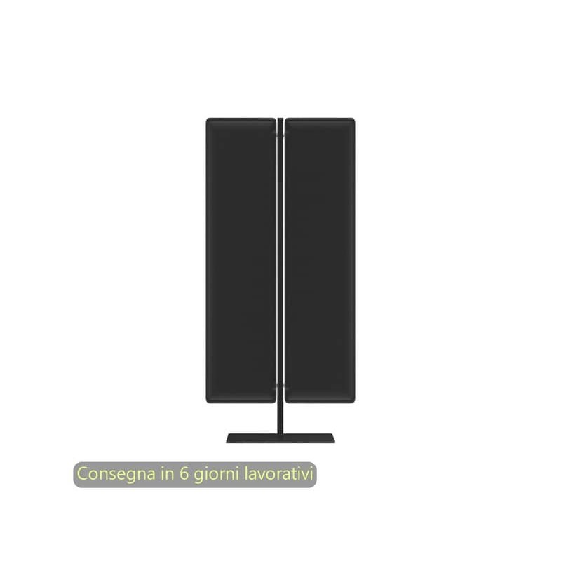 Piantana mobile in metallo nero con 2 pannelli fonoassorbenti neri Moody Artexport 83,8xH.180 cm BSJ16-IQ+BSAM-AQ