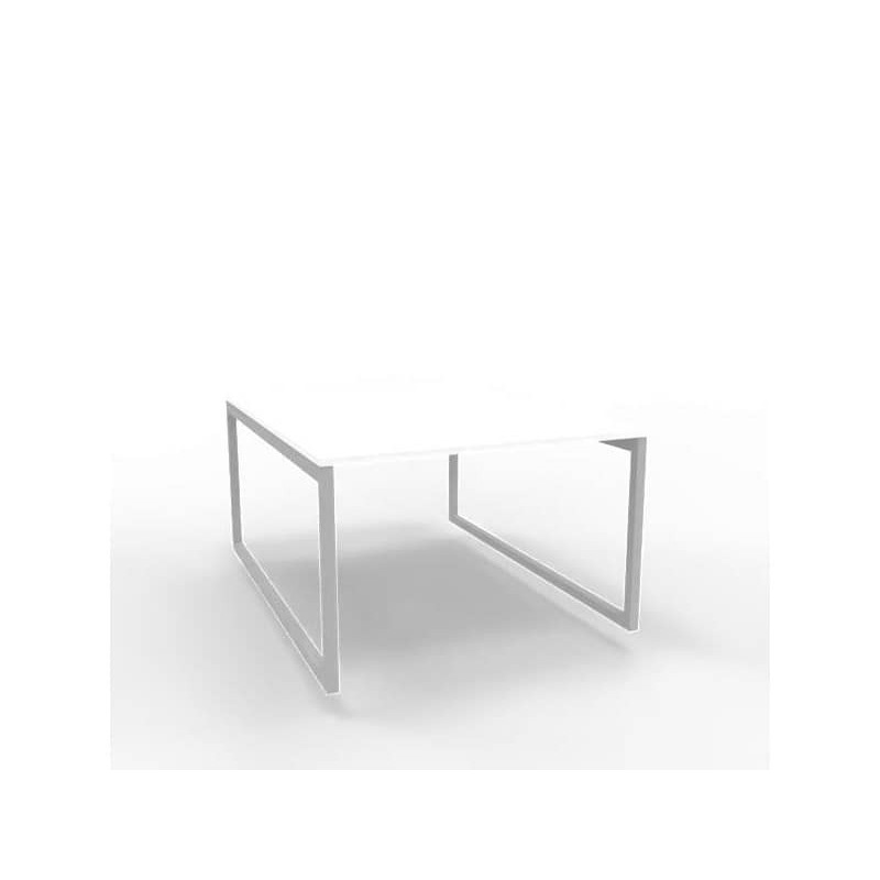 Bench piano bianco 120x160xH.75 cm gamba ad anello in acciaio argento linea Practika P2 Quadrifoglio - ECBEA12-BA-A