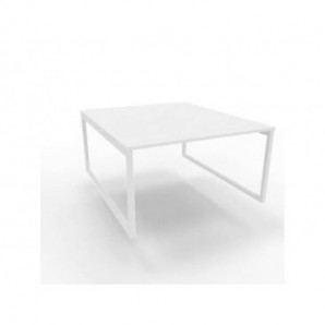 Bench piano bianco 140x160xH.75 cm gamba ad anello in acciaio bianco linea Practika P2 Quadrifoglio - ECBEA14-BA-I