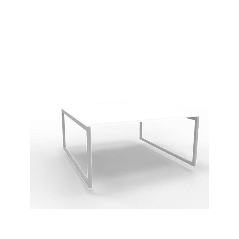 Bench piano bianco 160x160xH.75 cm gamba ad anello in acciaio argento linea Practika P2 Quadrifoglio - ECBEA16-BA-A