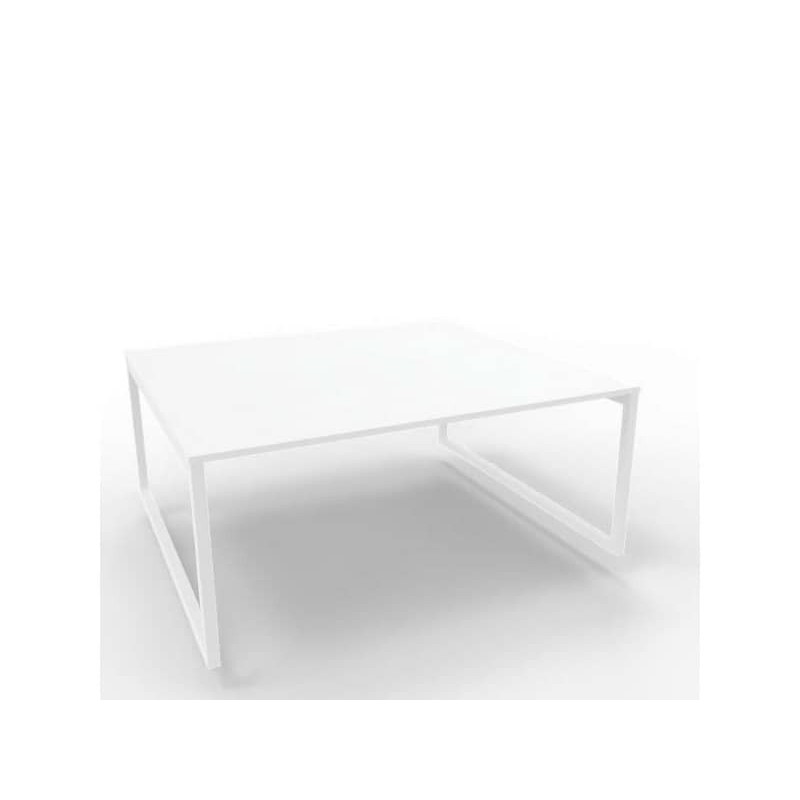 Bench piano bianco 180x160xH.75 cm gamba ad anello in acciaio bianco linea Practika P2 Quadrifoglio - ECBEA18-BA-I