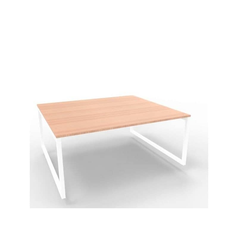 Bench piano noce canaletto 180x160xH.75 cm gamba ad anello in acciaio bianco linea Practika P2 - ECBEA18-NO-I