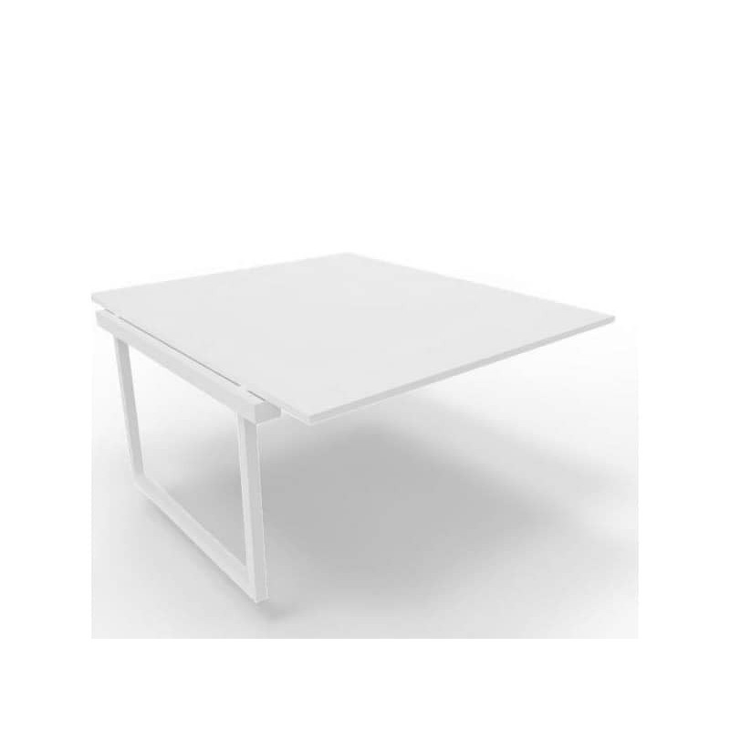 Postazione aggiuntiva bench piano bianco 140x160xH.75 cm gamba ad anello in acciaio bianco Practika P2 ECBIA14-BA-I