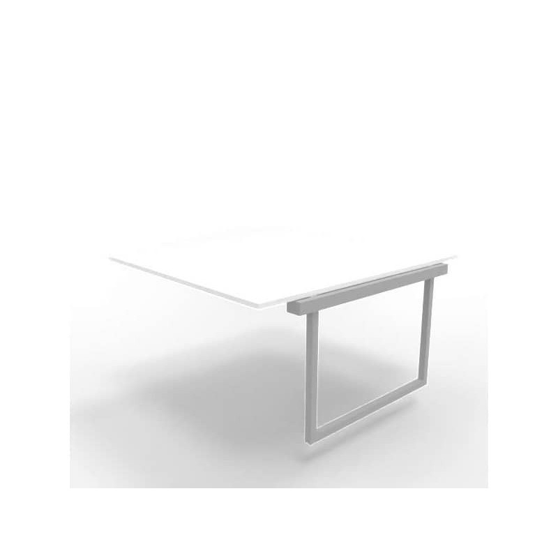 Postazione aggiuntiva bench piano bianco 140x160xH.75 cm gamba ad anello in acciaio argento Practika P2 ECBIA14-BA-A