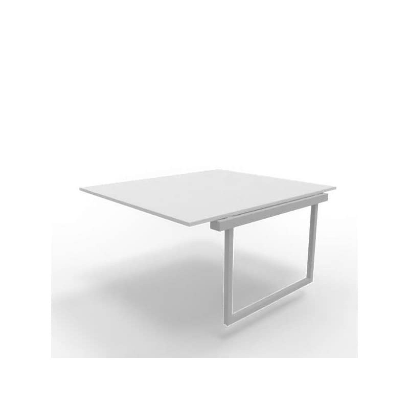 Postazione aggiuntiva bench piano grigio 140x160xH.75 cm gamba ad anello in acciaio argento Practika P2 ECBIA14-GR-A