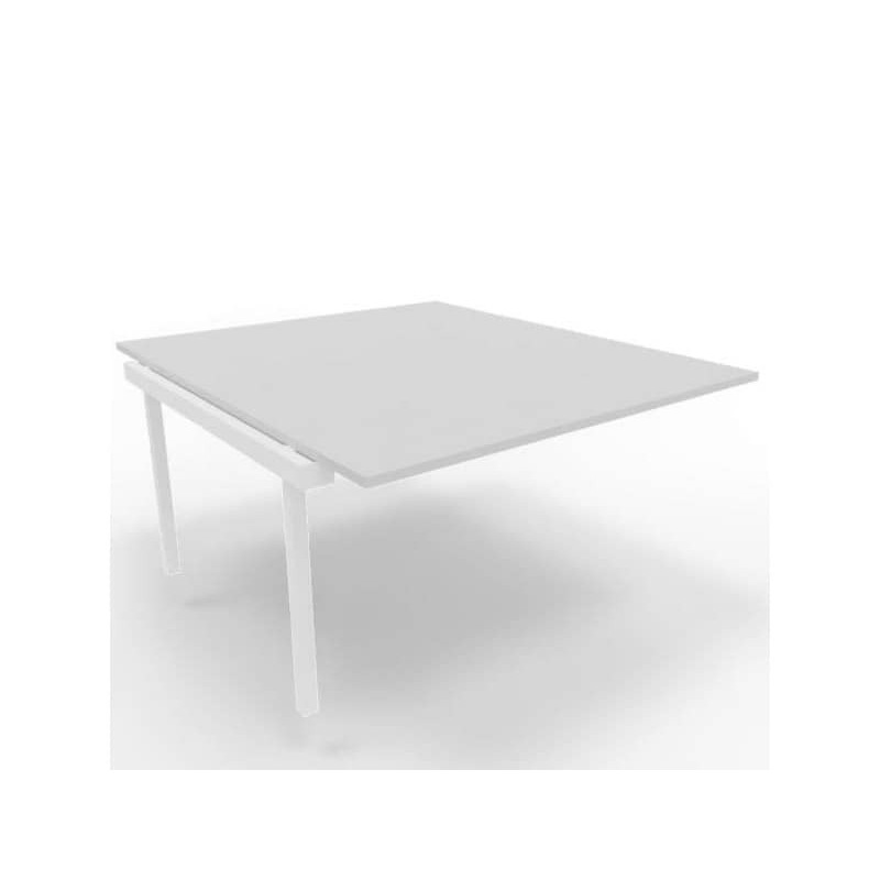 Postazione aggiuntiva bench piano grigio 140x160xH.75 cm gamba a ponte in acciaio bianco Practika P3 - ECBIC14-GR-I