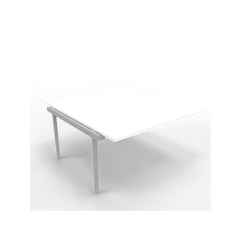 Postazione aggiuntiva bench piano bianco 140x160xH.75 cm gamba a ponte in acciaio argento Practika P3 - ECBIC14-BA-A