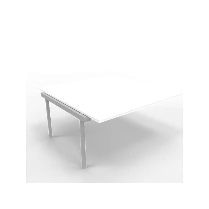 Postazione aggiuntiva bench piano bianco 160x160xH.75 cm gamba a ponte in acciaio argento Practika P3 - ECBIC16-BA-A