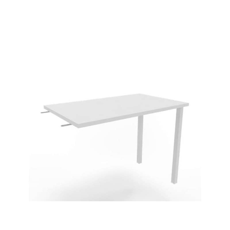 Dattilo scrivania sospeso piano bianco 80x60xH.75 cm gamba sez. quadrata in acciaio bianco Practika ECDM080-BA-I