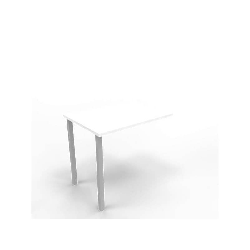 Dattilo scrivania sospeso piano bianco 80x60xH.75 cm gamba sez. quadrata in acciaio argento Practika ECDM080-BA-A
