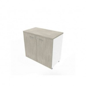 Armadio basso altezza scrivania ante cemento scocca bianca 80x45xH.73 cm Practika Quadrifoglio - ECEB80B-CL-BA-CL