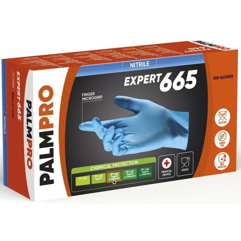 Guanti monouso in nitrile Palmaro Expert 665 Icoguanti taglia XL - blu - conf. 100 pezzi - PX665-XL