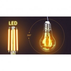 Lampadina a filamento LED luce calda 8W A60 - E27 - 470 lumen Aigostar ø60xH.105mm - B10106AM0
