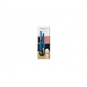 Set penna stilografica e sfera Pelikan Jazz® Noble Elegance blu in cofanetto regalo fusto blu e argento 821902