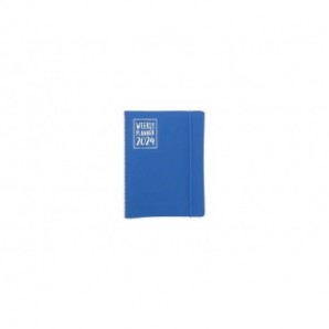 Agenda settimanale Biembi 2024 blu spiralata con copertina in cuoio rigenerato 15x21 cm - BNZ202C11-B