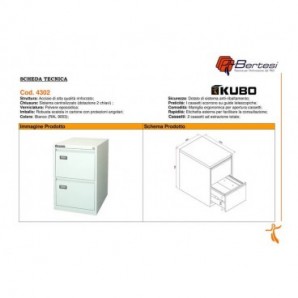 Classificatore per cartelle sospese Kubo 2 cassetti 46x62xH.70 cm bianco + OMAGGIO - 4302+OM