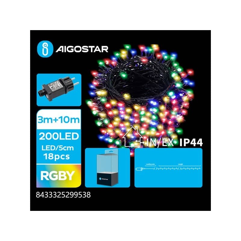 Catena luminosa a basso voltaggio Aigostar multicolore 10 m 200 led - 299538