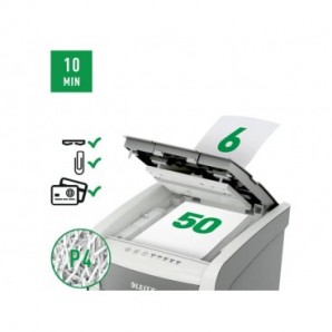 Distruggidocumenti automatico Leitz IQ P4 AutoFeed 50 ff Small Office - 20 L - bianco - 80350000